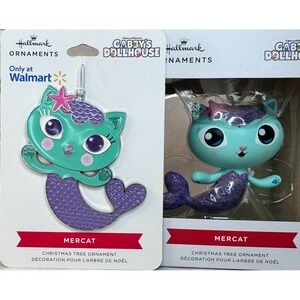 Gabbys Dollhouse Mercat Hallmark Dreamworks Christmas Ornaments Set of 2 NEW Box